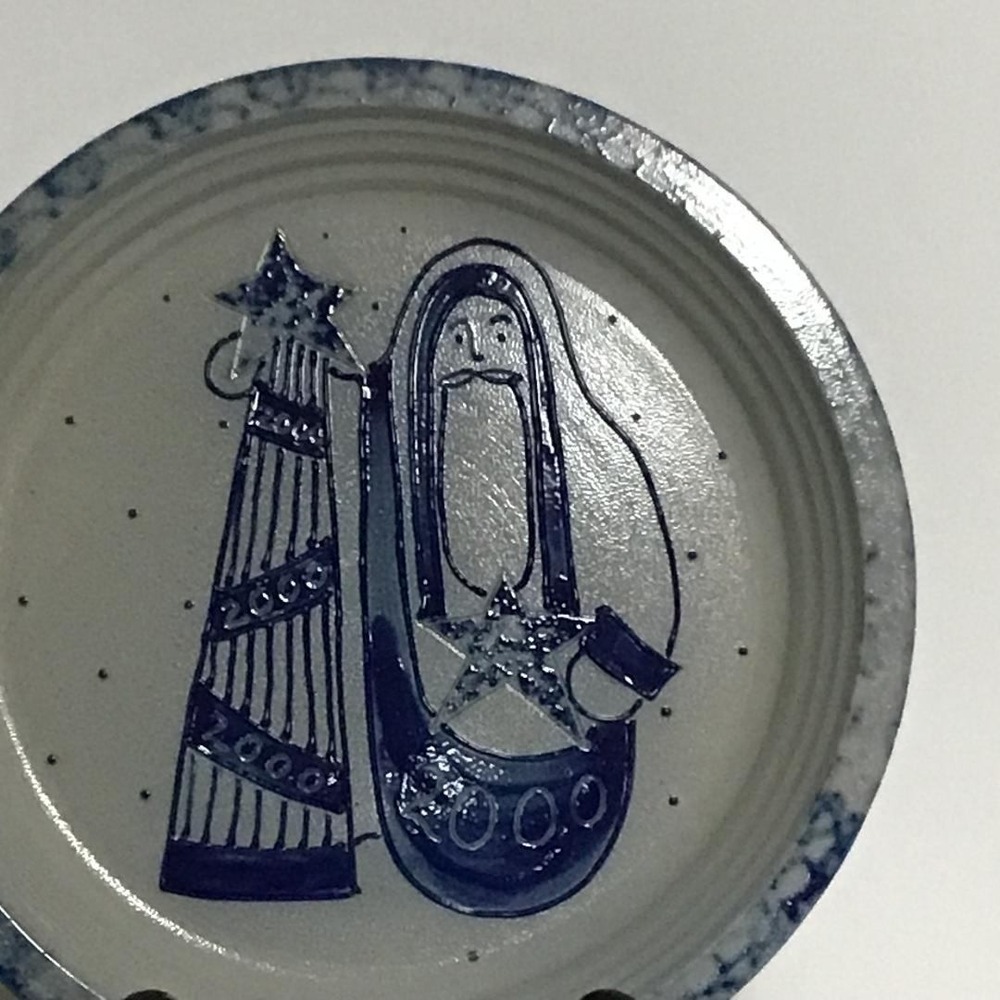 Vintage Eldreth Salt Glaze Santa Christmas Tree Stoneware Plate 2000 11"Folk-Art - Picture 5 of 9